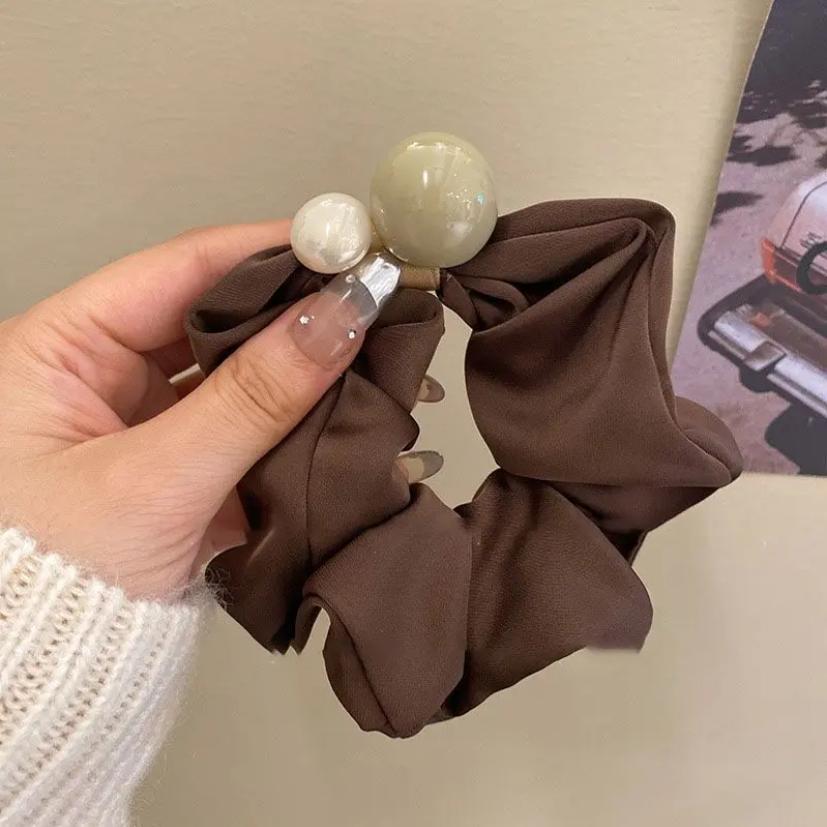 Encaje de flor coreana Encaje de intestino grueso Anillo de cabello femenino Cabeza de flor de viento pastoral Cuerda de cabeza de bola de gran tamaño Accesorios para el cabello de alta calidad