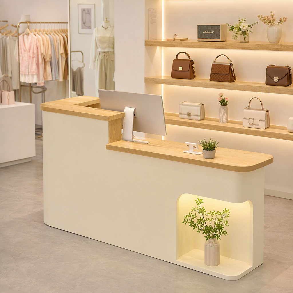 Cashier Counter, Nail Salon Simple Style Small Storage Reception Desk, Clothing Store Counter, Beauty Salon Bar Table