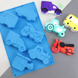 蓝调现货 6连不同汽车卡车硅胶蛋糕模具 diy烘焙模手工皂模米糕模