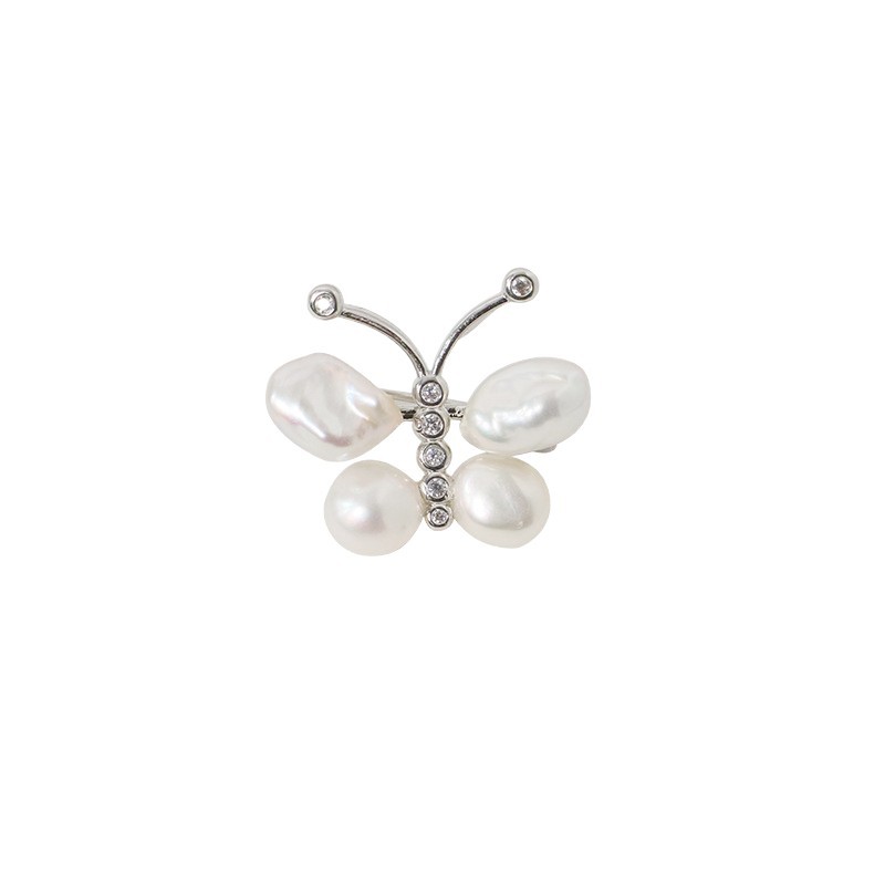 925 plata mariposa broche colgante dos usados temperamento femenino broche de perla barroco flor simple accesorios joyas image 5