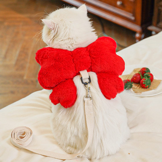 Pet bow chest strap traction rope dog walking rope dog cat out anti-break chest back wholesale supplies