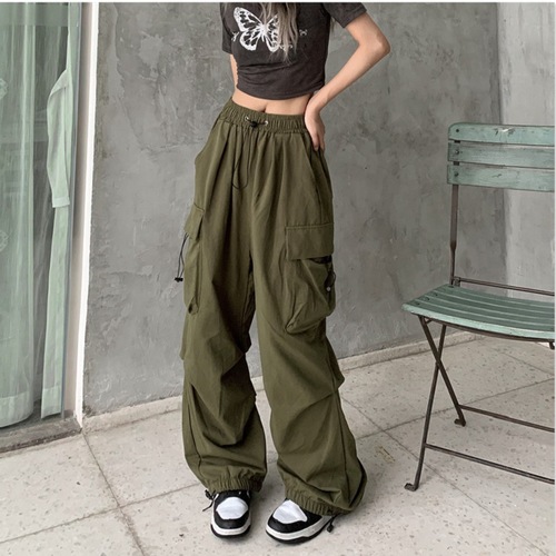 Women's High-Street Work Pants with Design Sensibility,  New Loose Straight Leg Wide Leg Large Pocket Casual Retro Bootcut Trendy Pants