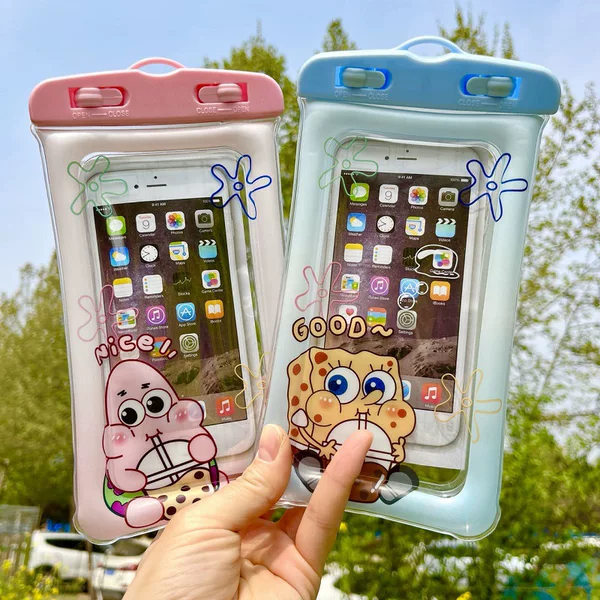 Cross-border new cartoon mobile phone waterproof bag airbag diving drifting water park touch screen sealed waterproof bag set