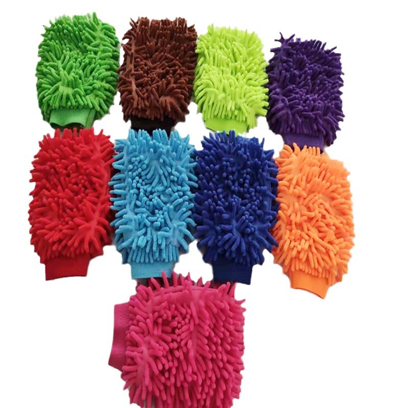 Comprar guantes de lavado de autos de chenilla de doble cara sin lastimar la superficie de pintura palma de oso trapo de felpa de terciopelo de coral mano de limpieza de autos image 6