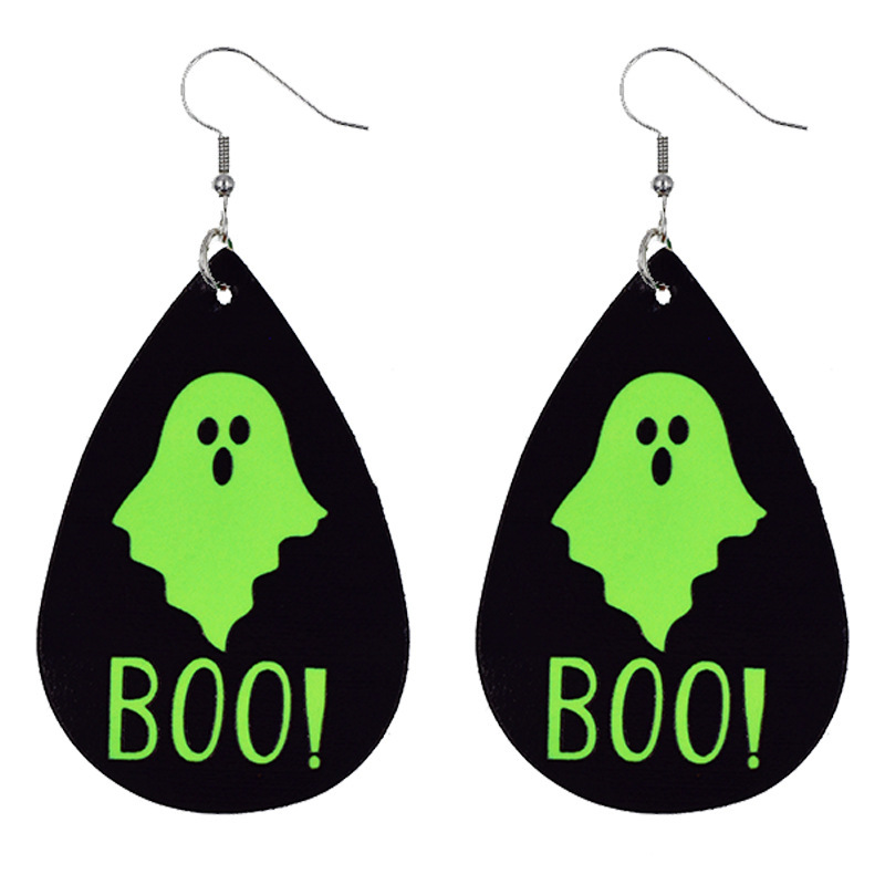 Halloween Skull Pumpkin Witch Funny Leather Luminous Earrings Wholesale Nihaojewelry display picture 13