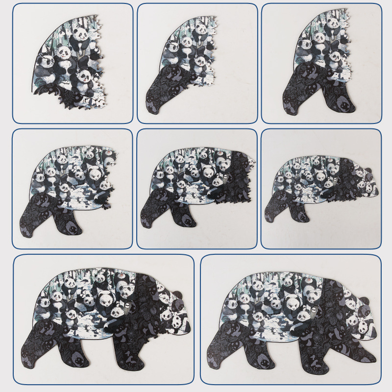 Creativo y divertido mano a mano cerebro de madera Puzzle juegos Entrenamiento de padres e hijos mano-ojo enfoque en el arte Panda Puzzle preferido