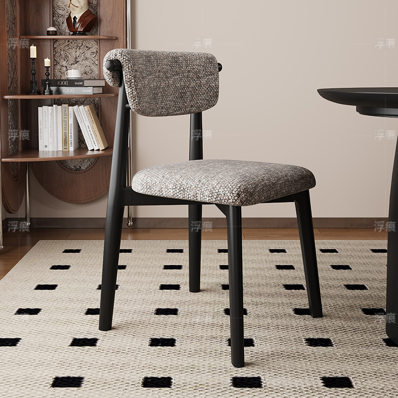 Silla de comedor de madera maciza, cuero de microfibra, restaurante doméstico, silla trasera de tela de algodón y lino, mesa y silla de comedor de hotel, taburete, silla duradera