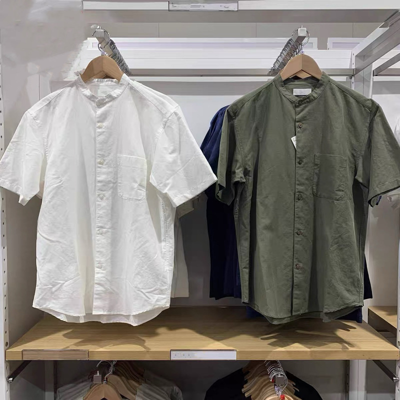 Men's Clothing! Cotton and Linen Stand-Up Collar Shirt! Couple Style Short-Sleeved Shirt Casual Cardigan 25 Summer 474528 474529 Men's Clothing! Cotton and Linen Stand-Up Collar Shirt! Couple Style Short-Sleeved Shirt Casual Cardigan 25 Summer 474528 474529