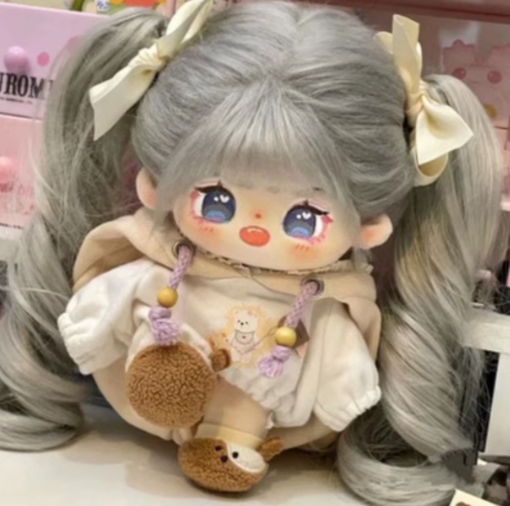 20cm algodón muñeca peluca Cola de Caballo Pelo Largo doble cola de caballo rizado en forma de humano clip de garra en stock