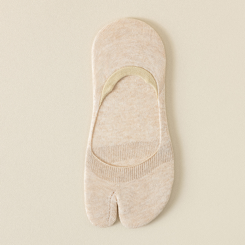 Calcetines de dos dedos Calcetines de verano para mujer, transpirables y absorbentes de sudor, calcetines invisibles de boca baja, calcetines antideslizantes de silicona finos