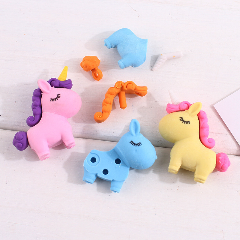 Creative cartoon unicorn eraser cute Net red clean rubber primary school stationery kindergarten gift wholesale