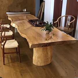 实木大板桌功夫茶台新中式禅意茶桌椅组合简约现代泡茶桌办公茶几