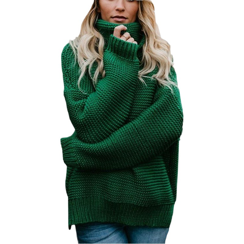 Suéter de Punto de Manga Larga con Cuello Alto, Estilo Europeo y Americano, Nuevo Otoño/Invierno 2025, Gran Venta en Comercio Exterior, para Mujer