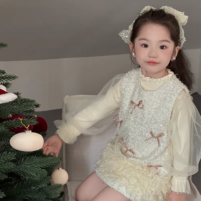 Qianqiu vestido de princesa de otoño y invierno, vestido de aniversario de mujeres, vestido de moda para niños con un poco de viento fragante y vestido de lana de moda