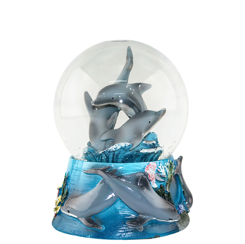 Creative resin cartoon dolphin animal crystal ball decoration customized water ball souvenir decoration gift to map customization