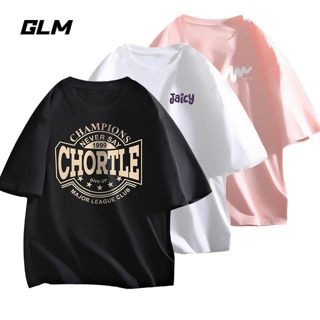 GLM 여름 인기상품 캐주얼 고급 라운드넥 남성 반팔 티셔츠 트렌디 브랜드 루즈핏 만능 상의 ins