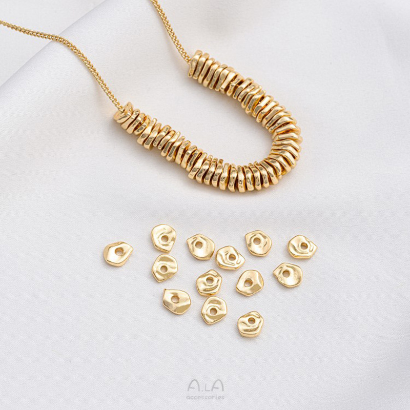 セパレーター卸売色保持 14 K パッケージリアルゴールド不規則な小さな破砕ゴールドガスケット diy ブレスレットネックレスジュエリービーズセパレーター|undefined