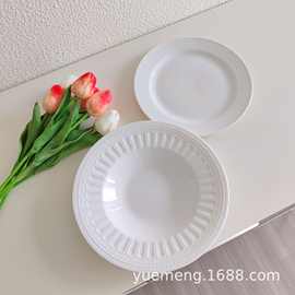 釉下彩陶瓷盘批发简约白色纯白西餐汤盘草帽意面盘高颜值酒店盘子