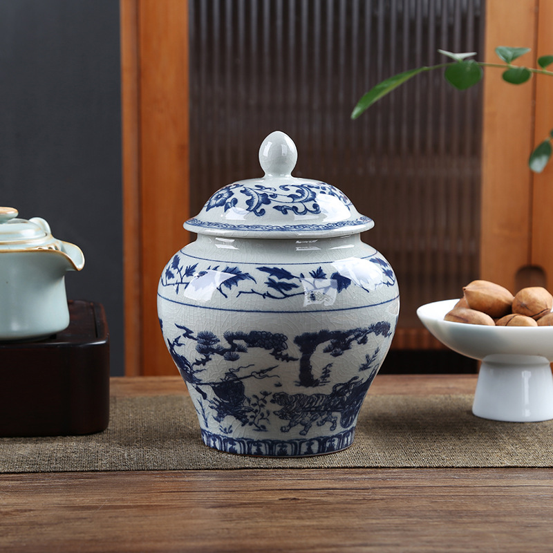 La lata de té de barro de cerámica vieja, hoja abierta, latas de sello de porcelana, latas generales domésticas, latas de almacenamiento de té de cerámica a prueba de humedad al por mayor