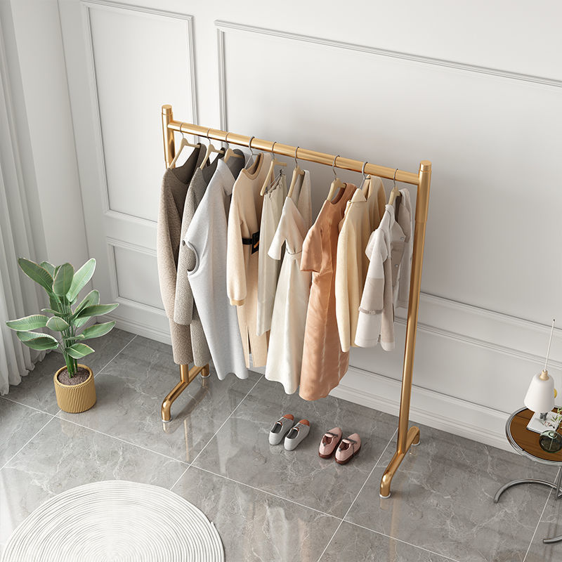 New model factory wholesale simple iron expandable floor standing wardrobe hanger household hanger easy clothes drying rack
