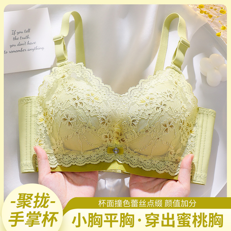 High-end Adjustable Autumn and Winter Physical Store Anti-sagging Breast-collecting Underwear Women's Bra Small Chest Gathering Non-rims Bra