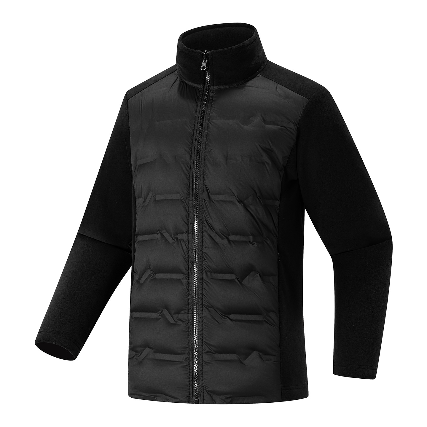 Transfronterizo otoño y invierno blancos de pluma de pluma masculina de invierno de cuello vertical de pelusa de seda de cremallera caliente chaqueta de costilla