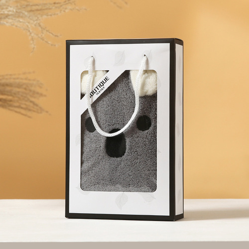 Gift box single towel bear special portable gift box printed white cardboard portable packaging box custom logo gift box