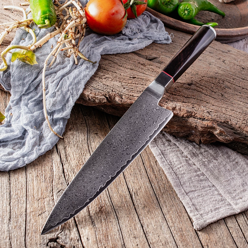 Кухонный шеф-нож для дома, для овощей и мяса, дамасская сталь VG10, октагональная рукоять, западный шеф-нож для говядины