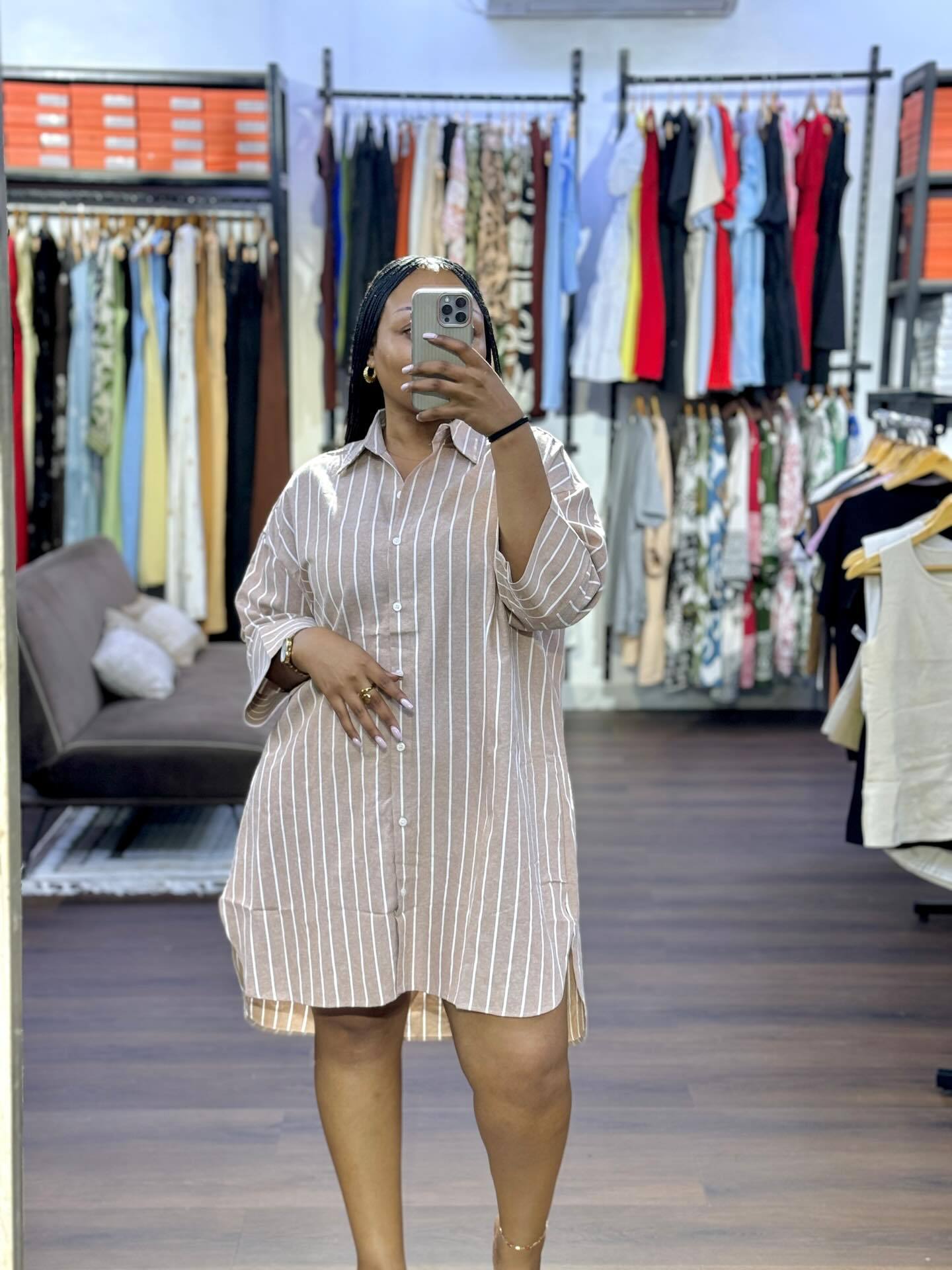 Camicia rigata oversize da donna blusa a maniche lunghe chic_voghion.com