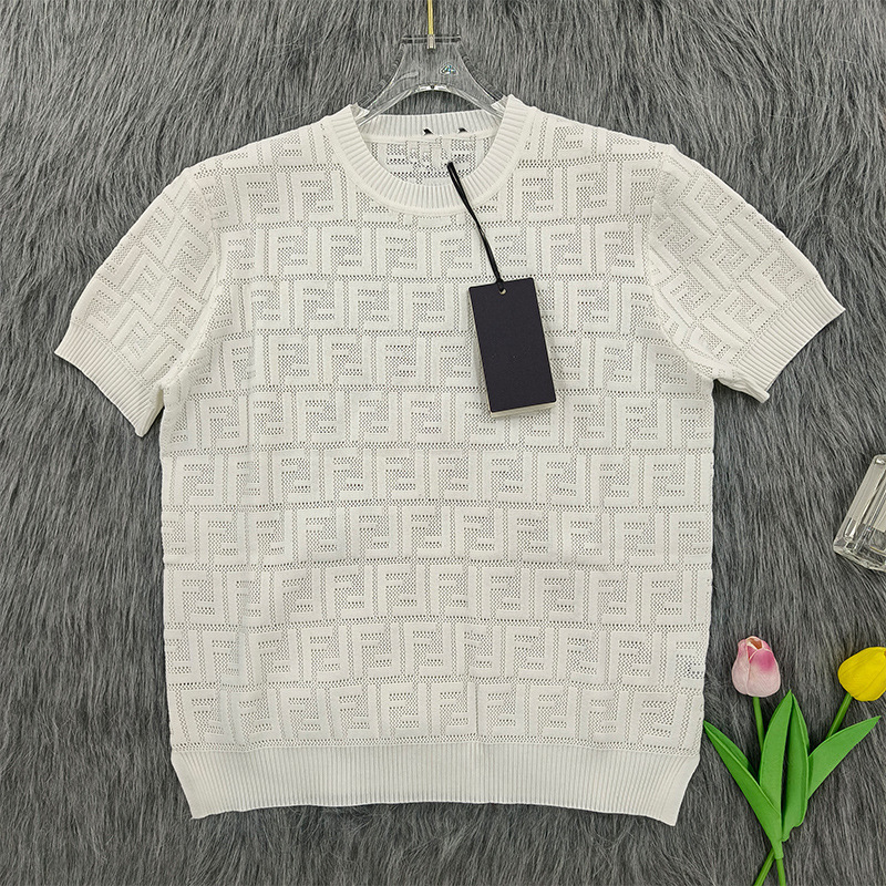 Knitted Short-sleeved T-shirt Women's Knitted Hollow Round Neck Short-sleeved Loose Simple Top Summer New Half-sleeved Base Shirt Knitted Short-sleeved T-shirt Women's Knitted Hollow Round Neck Short-sleeved Loose Simple Top Summer New Half-sleeved Base Shirt