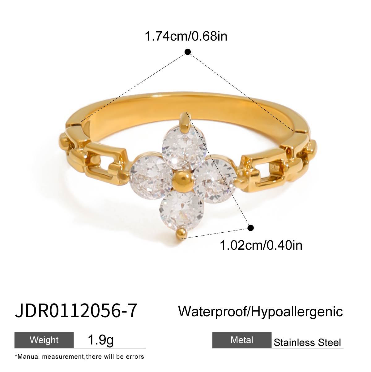 Wanxing anillo de acero inoxidable europeo y americano diseño de nicho femenino anillo de apertura de circón acero de titanio de oro de 18 quilates no se desvanece