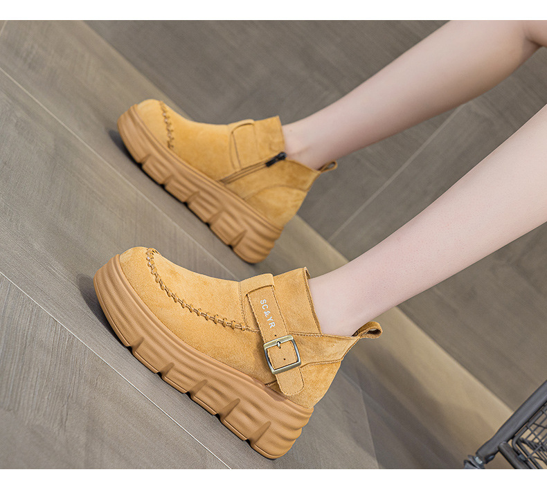 Giày boot nữ cổ cao đế dày tăng chiều cao phong cách Anh quốc cổ điển — M2961 màu đen, Lạc đà M2961, M2961 màu nâu, M2961 màu vàng chi tiết 11