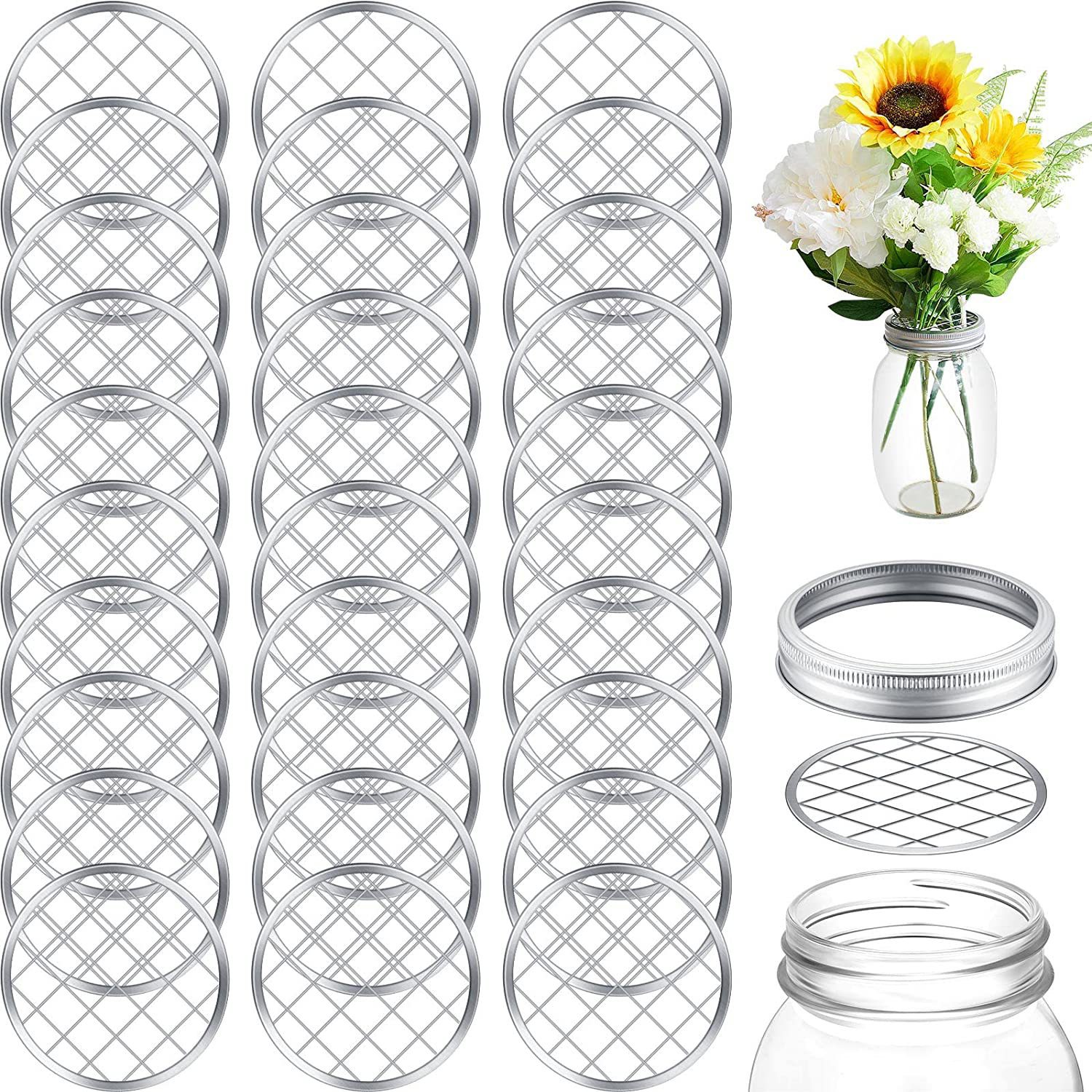亚马逊插花70mm86mm笔筒盖梅森盖梅森罐分体盖网格盖插画瓶用盖