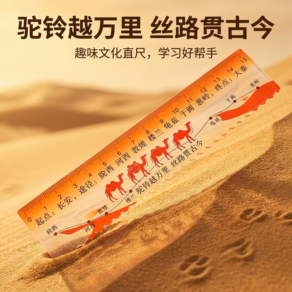 批发广告多功能亚克力小学生丝绸之路主题文化尺子直尺定制logo