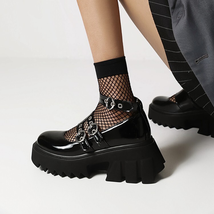 High-heeled shoes platform sponge cake belt buckle shoes women's large size 40-43 foreign trade cross-border Chengdu loafers