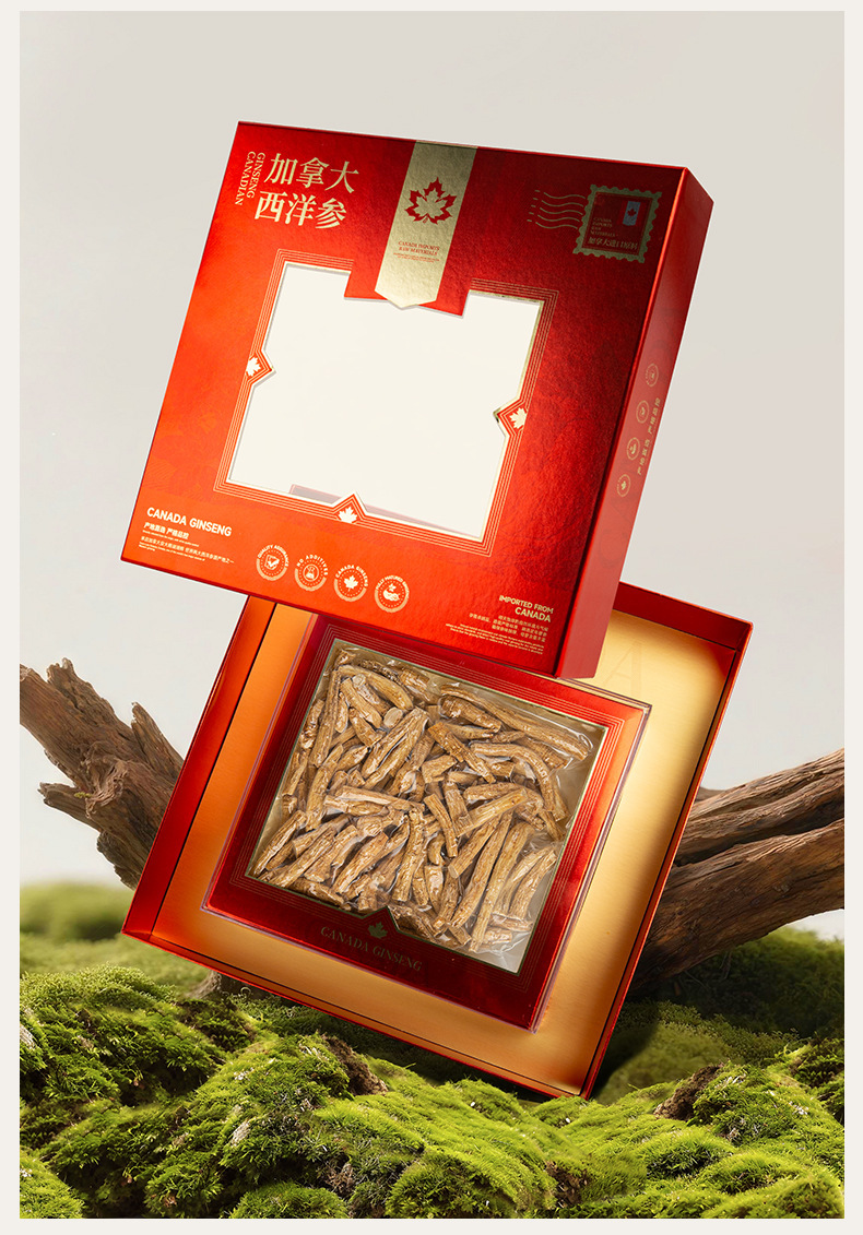 Canadian American Ginseng Gift Box Xi Yang Shen 150g Premium Whole Root Slices for Tea and Soup specifications