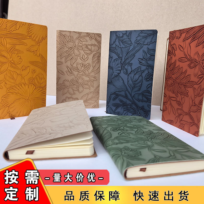 In-Stock B6 Sheepskin Cover Notebook Embossed Pu Retro European-Style Carved Student Portable Fresh Journal