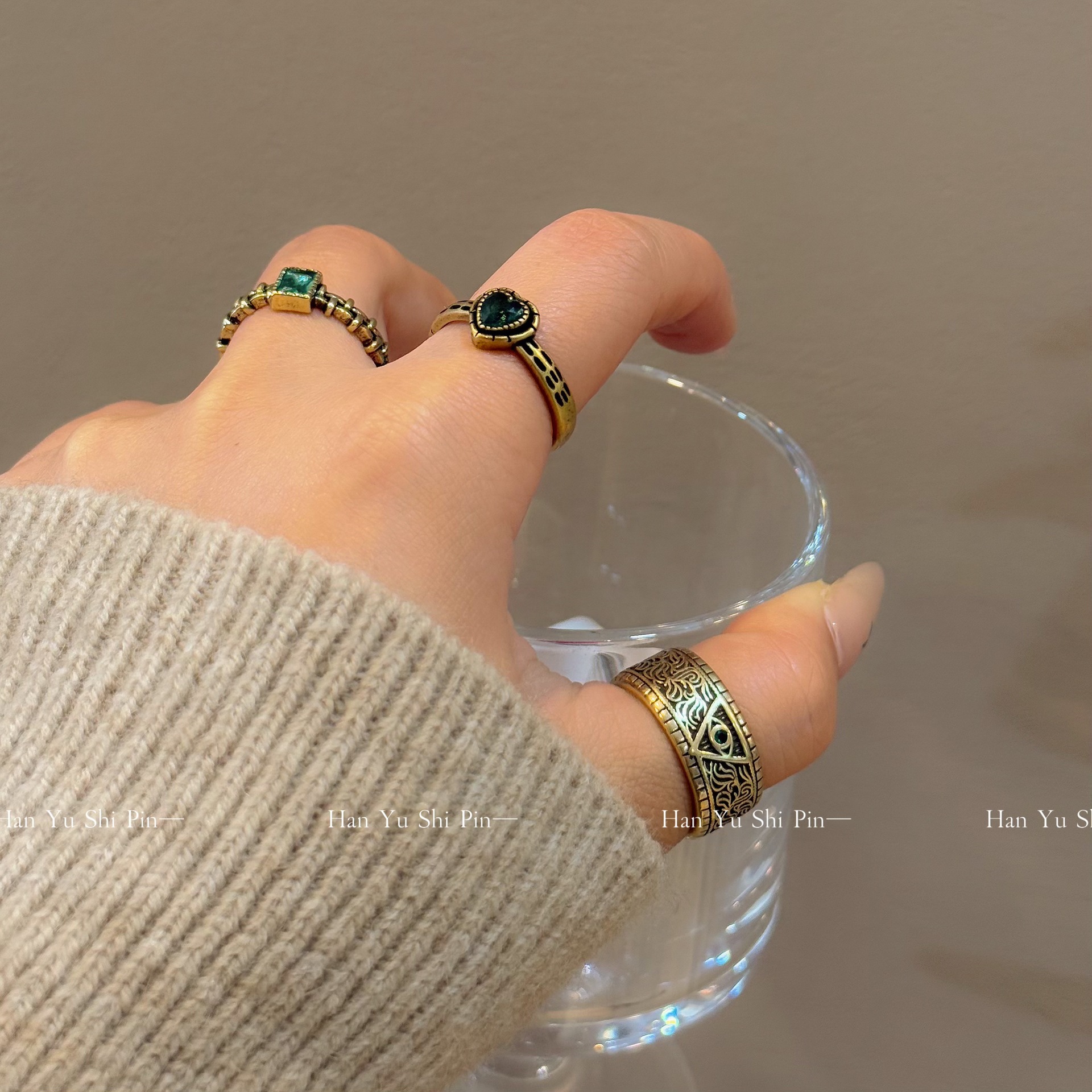 Vintage Herz Ring Mit Geometrischen Details Für Damen Modeschmuck_voghion.com