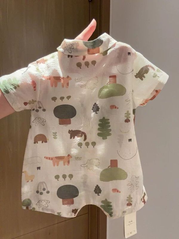 新生児服夏イン薄手半袖ジャンプスーツカテゴリーa 0-2歳北欧男の子ベビーローブショートクライミング1|undefined