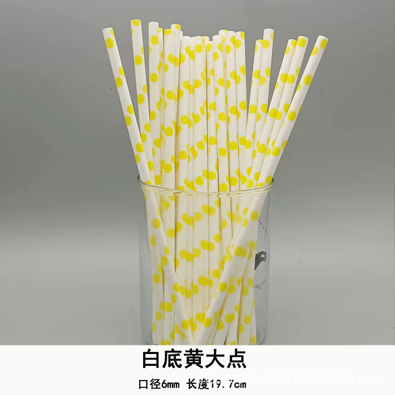 Grande en stock paja de papel desechable al por mayor paja de papel degradable paja de punto redondo grande
