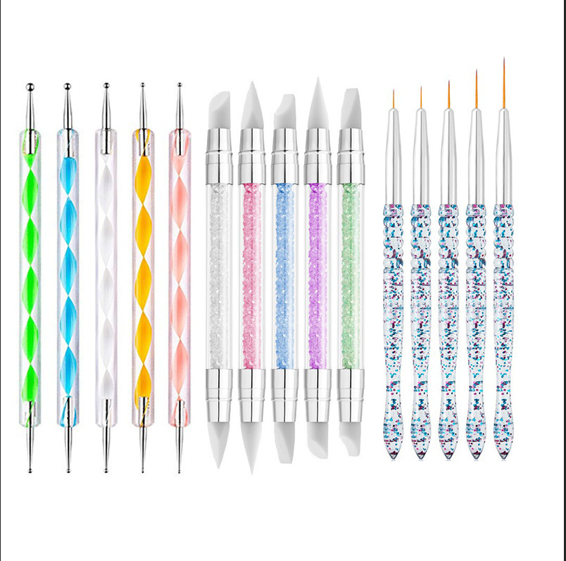Fabricantes al por mayor de 5 bolígrafos de puntuación de madera de doble cabeza bolígrafo de puntuación acrílico bolígrafo de uñas conjunto