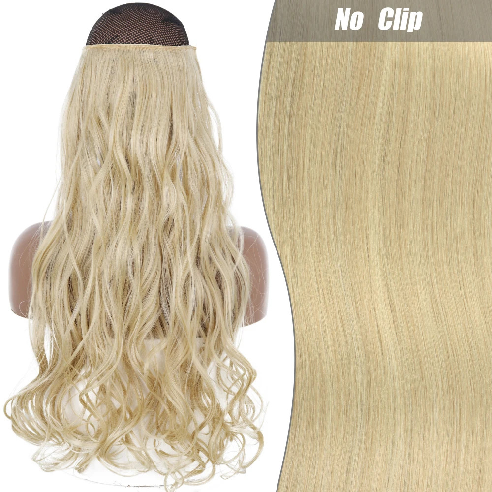 Una pieza de pelucca europea y americana ajusta el cabello rizado largo de las mujeres ondas grandes extensiones de fibra química de cabello de línea de pescado clip cabello