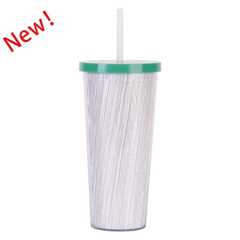 Copa de paja de plástico de doble capa de gran capacidad Amazon 24oz como taza de agua universal de comercio electrónico transfronterizo para estudiantes masculinos y femeninos