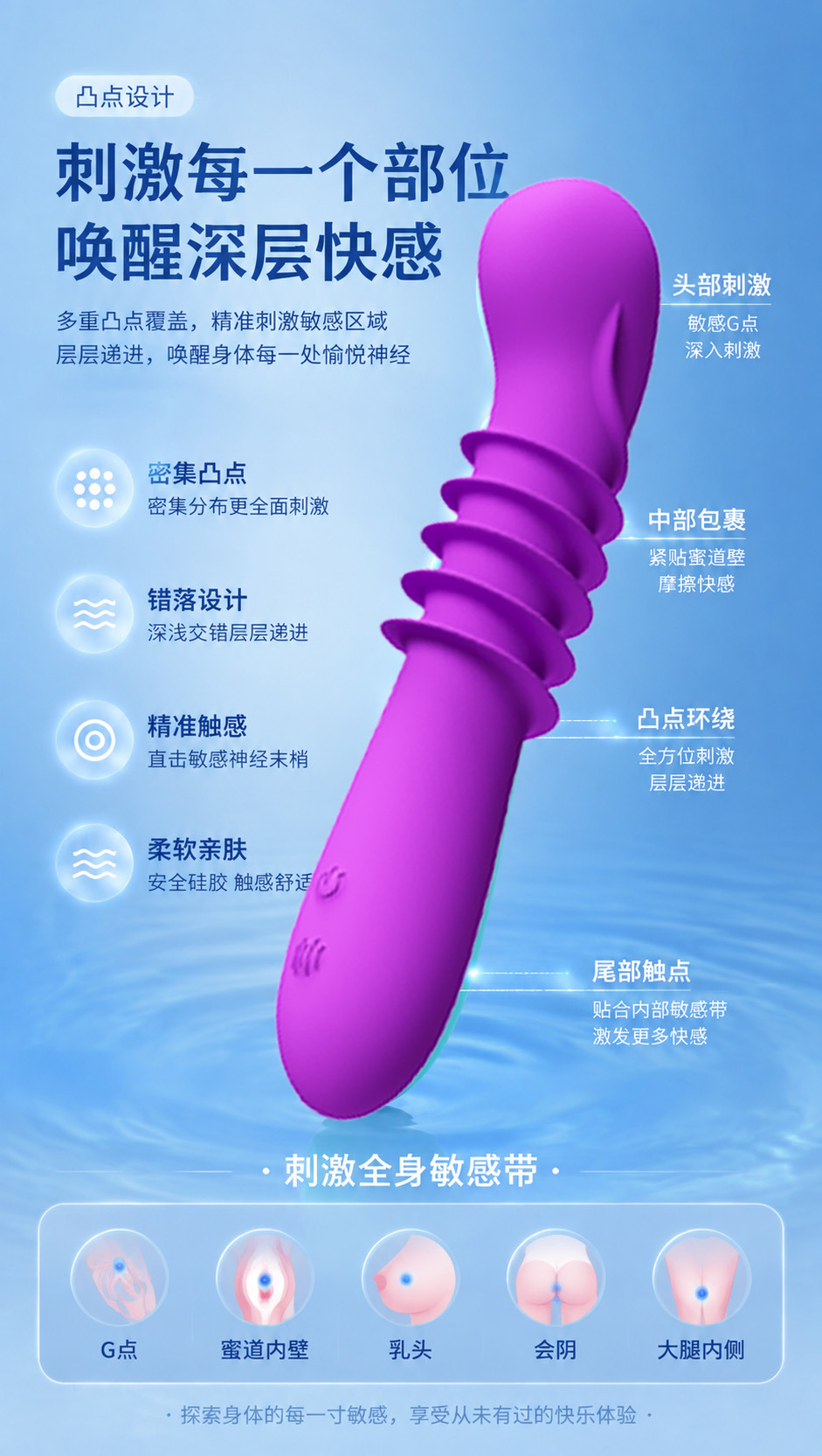 Liquid Silicone Vibrator with 7 Vibration Modes, USB Magnetic Charging, One-Hand Control — detail image 6