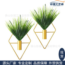 现货金属墙壁几何花架铁艺悬挂花瓶门廊装饰家居装饰菱形花插铁艺