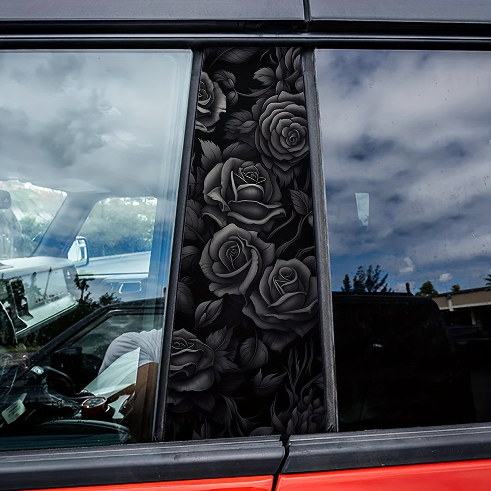 跨境TEMU亚马逊专供2pcs 黑色玫瑰汽车贴花