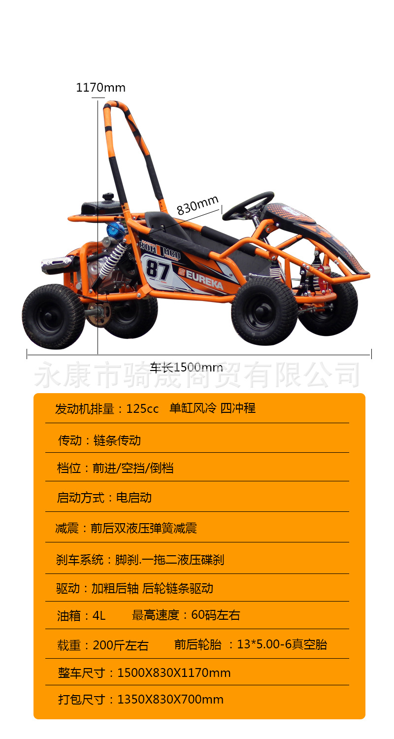 Cross-Border Children's and Adult Electric Mini Go-Karts, 125Cc Gasoline Electric 48V Two Models of Four-Wheel Motorcycles and Beach Vehicles