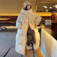 2024 новые толстые пуховые хлопчатобумажные костюмы женские длинные хлопчатобумажные пальто