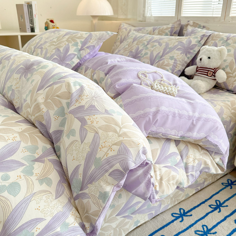 Cama de algodón de cuatro piezas, algodón puro 2025, nueva sábanas domésticas, cama de cama de dormitorio de cuatro estaciones, tres