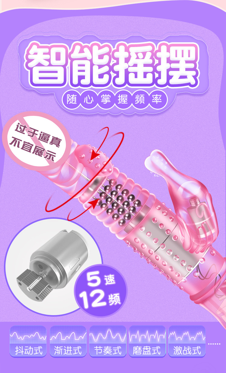 Jiuai Electric Bead Massage Vibrator Gun with Telescopic Action, TPE, Pink or Purple — detail image 18